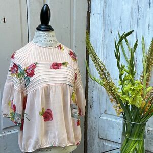 ANTHROPOLOGIE,  ONE FINE DAY SHEER FLORAL SHIRT  Size M